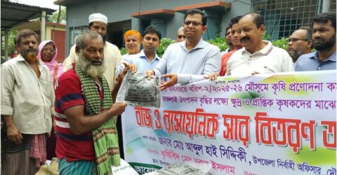 দৌলতপুরে প্রান্তিক কৃষকদের জন্য বিনামূল্যে বীজ ও সার বিতরণ