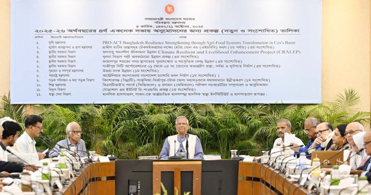 একনেক অনুমোদন ১৩ প্রকল্পের মোট ব্যয় প্রায় ১৯৮৮ কোটি টাকা