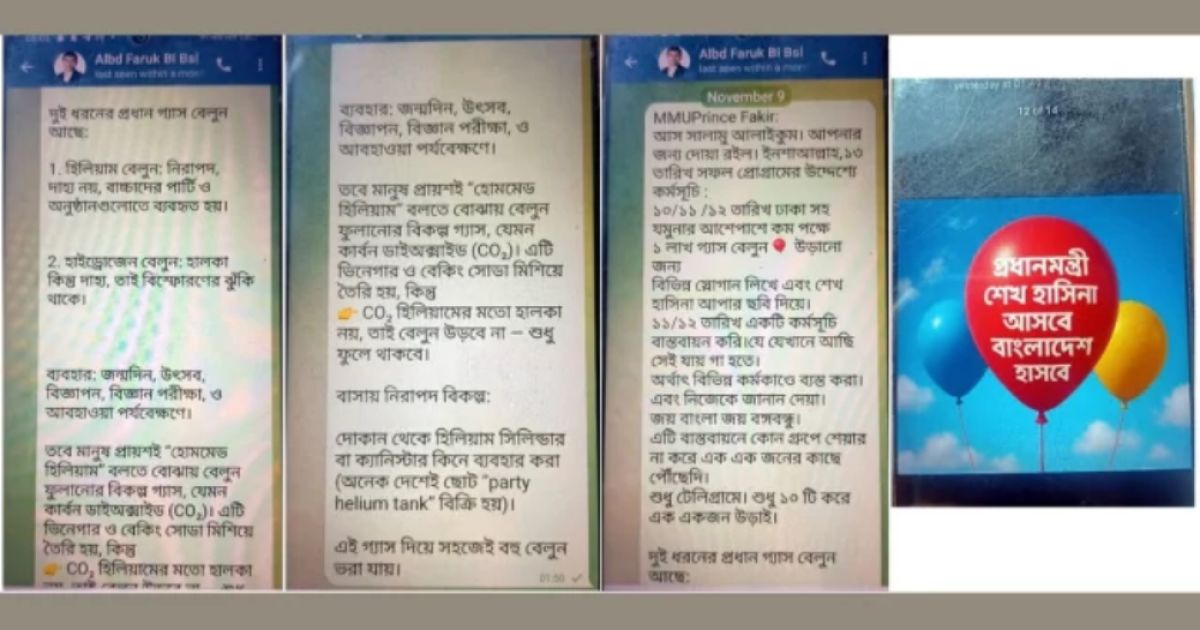 রাজধানীতে ১ লাখ গ্যাস বেলুন ওড়ানোর পরিকল্পনা ছিল আ.লীগেরঃ ডিবি