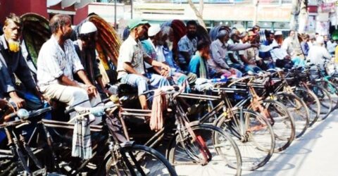 বরিশালে ব্যাটারিচালিত রিকশা নিষিদ্ধের দাবিতে মানববন্ধন ও প্রতিবাদ বিক্ষোভ