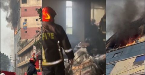 পুরান ঢাকার বাবুবাজারে হাজী টাওয়ারে আগুন, ৯ ইউনিট উদ্ধারকাজ শুরু